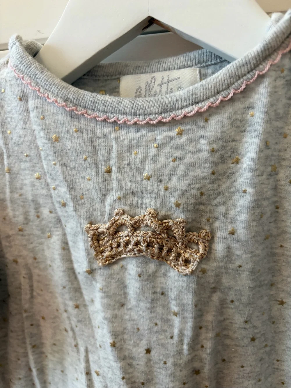 Albetta Baby 6-9 Months Gray Star Crown Romper Footless